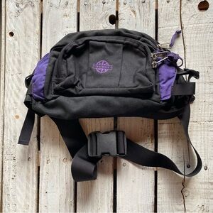 VTG 90s Quest Oversized Hip Waist Fanny Pack Black and Purple